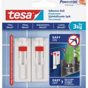 TESA Adhesive Nail Adjustable 2x3kg - Smooth And Solid Indoor Surfaces - Tiles and Metal - Premium Hardware from TESA - Just R 110! Shop now at Securadeal