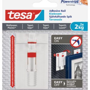 TESA Adhesive Nails Adjustable 2x2kg - Sensitive Surfaces - Wallpaper and Plaster - Premium Hardware from TESA - Just R 132! Shop now at Securadeal