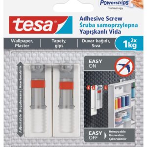 TESA Adhesive Screw Adjustable 2x1kg - Sensitive Surfaces - Wallpaper and Plaster - Premium Hardware from TESA - Just R 135! Shop now at Securadeal