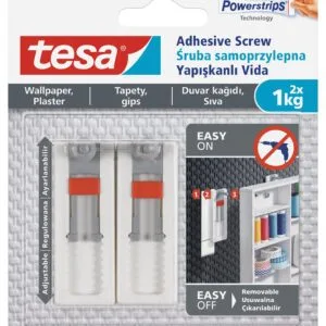 TESA Adhesive Screw Adjustable 2x1kg - Sensitive Surfaces - Wallpaper and Plaster - Premium Hardware from TESA - Just R 135! Shop now at Securadeal