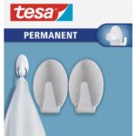 tesa-permanent-hooks-oval-large-metal-2-hooks-stainless-steel-securadeal-1 | Securadeal