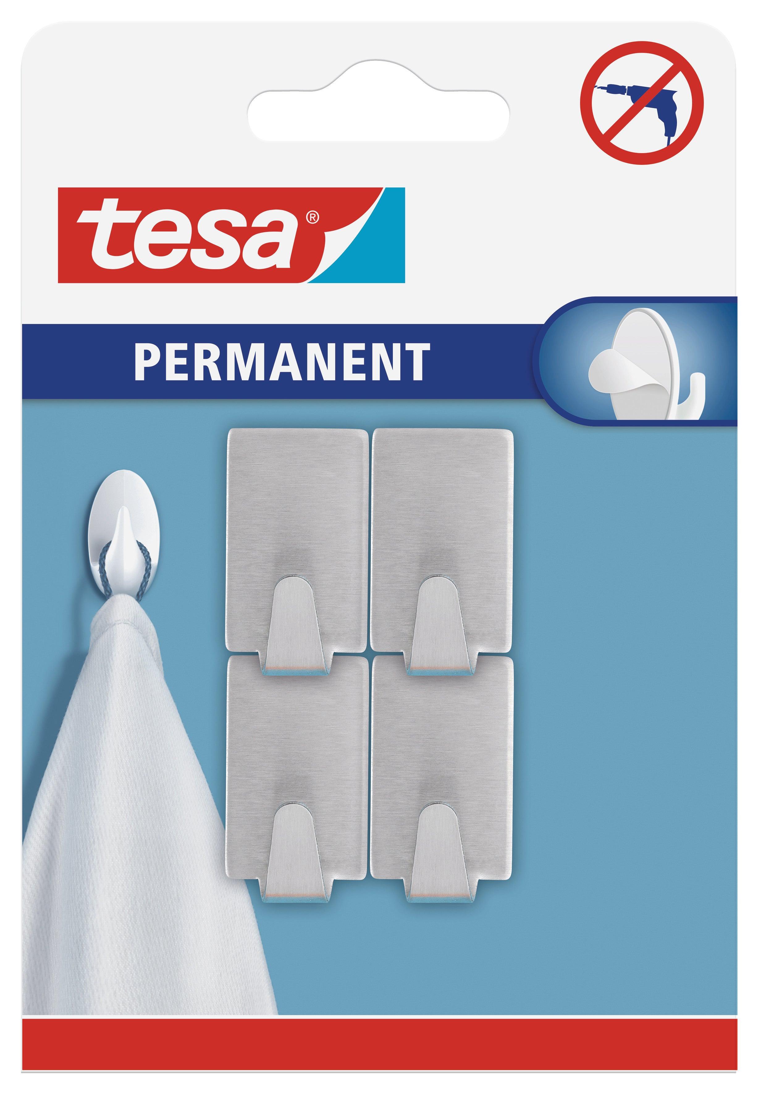 tesa-permanent-hooks-rectangular-small-metal-3-hooks-stainless-steel-securadeal-1 | Securadeal