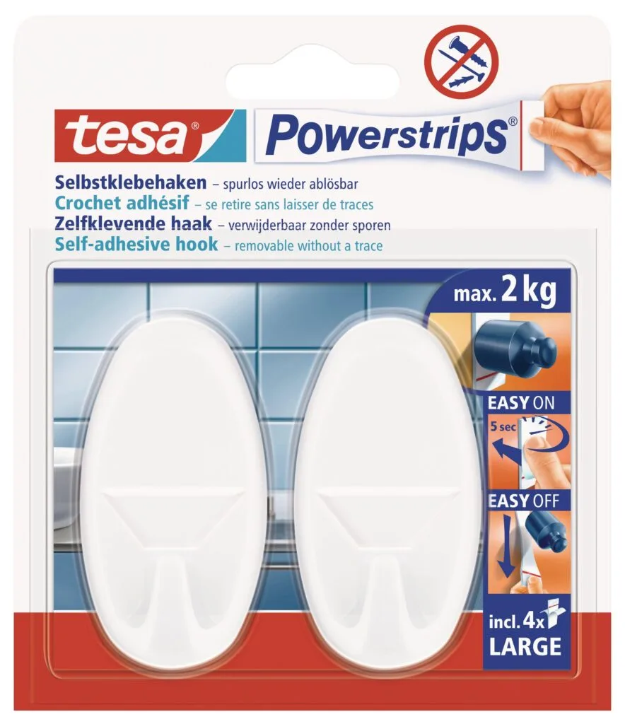 tesa-powerstrips-hooks-large-oval-2-hooks-4-strips-white-securadeal-1 | Securadeal