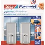 tesa-powerstrips-hooks-large-rectangular-classic-2-hooks4-strips-chrome-securadeal-1 | Securadeal
