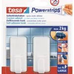 tesa-powerstrips-hooks-large-rectangular-classic-2-hooks4-strips-white-securadeal-1 | Securadeal Tesa Powerstrips Hooks Large Rectangular Classic 2 Hooks4 Strips White Premium Fasteners from Tesa