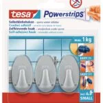 tesa-powerstrips-hooks-small-oval-3-hooks4-strips-chrome-matt-securadeal-1 | Securadeal
