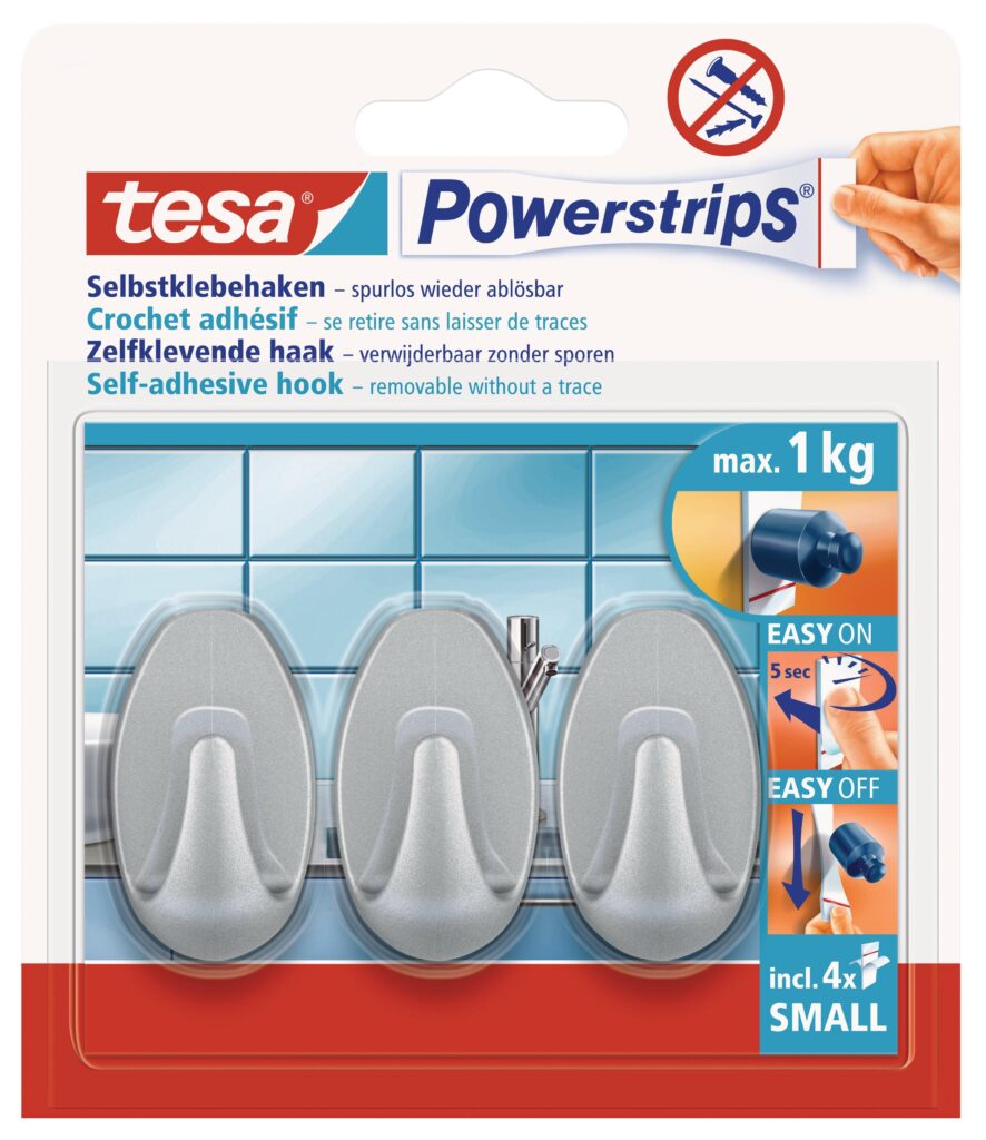 tesa-powerstrips-hooks-small-oval-3-hooks4-strips-chrome-matt-securadeal-1 | Securadeal