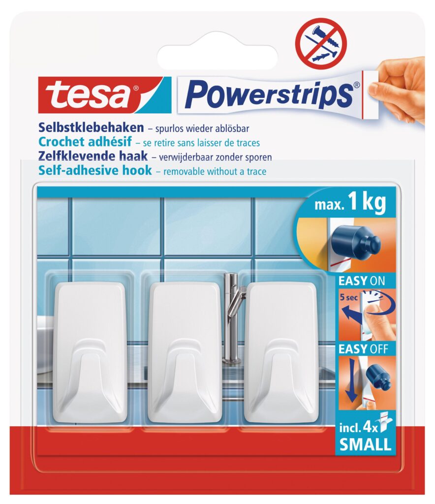 tesa-powerstrips-hooks-small-rectangular-3-hooks4-strips-white-securadeal-1 | Securadeal