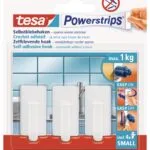 tesa-powerstrips-hooks-small-rectangular-classic-3-hooks-4-strips-white-securadeal-1 | Securadeal