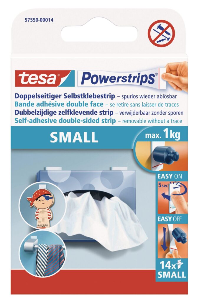 tesa-powerstrips-small-14-double-sided-adhesive-strips-securadeal-1 | Securadeal Tesa Powerstrips Small 14 Double sided Adhesive Strips Premium Fasteners from Tesa