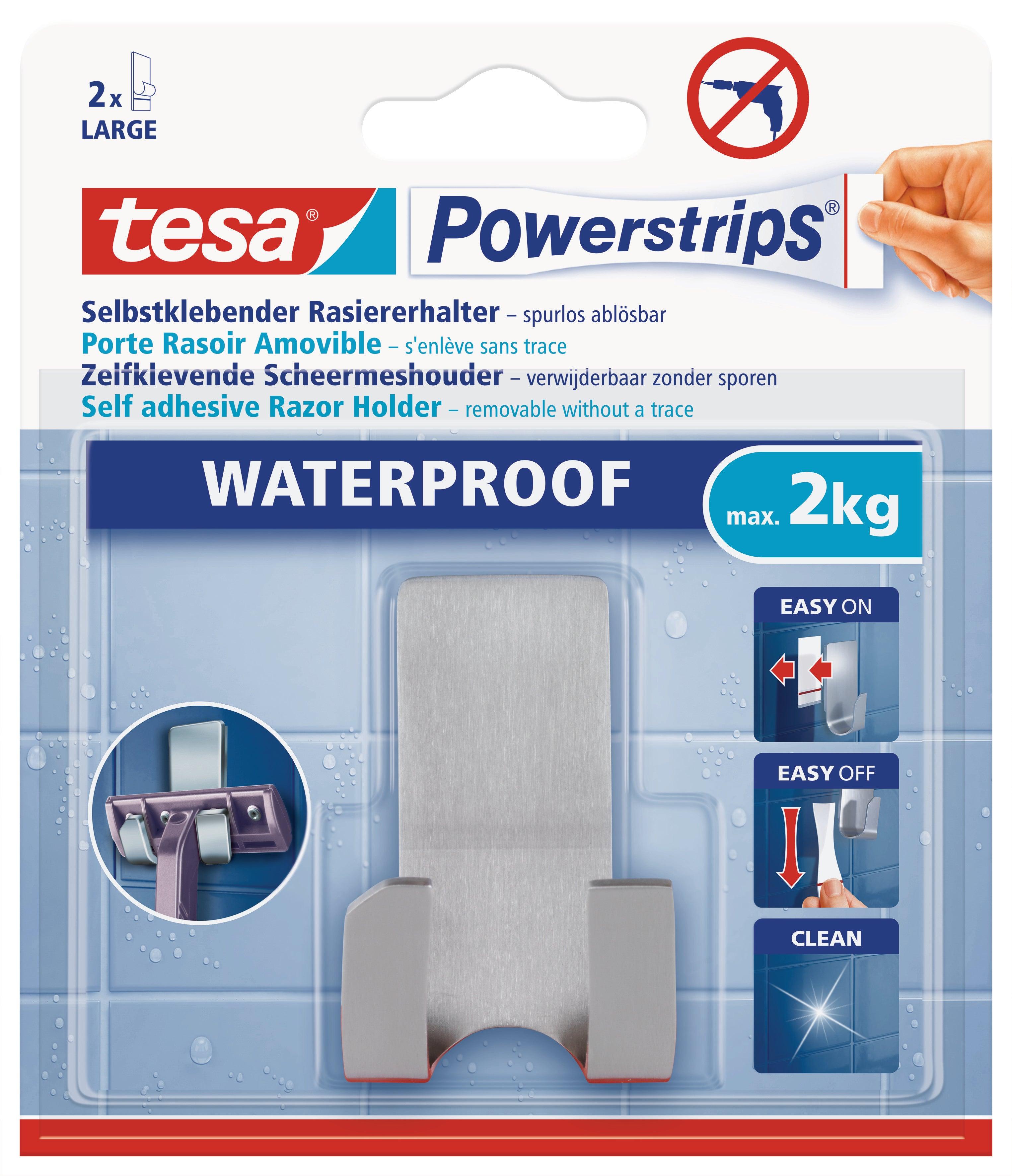 tesa-powerstrips-waterproof-razor-holder-1-hook2-strips-stainless-steel-securadeal-1 | Securadeal