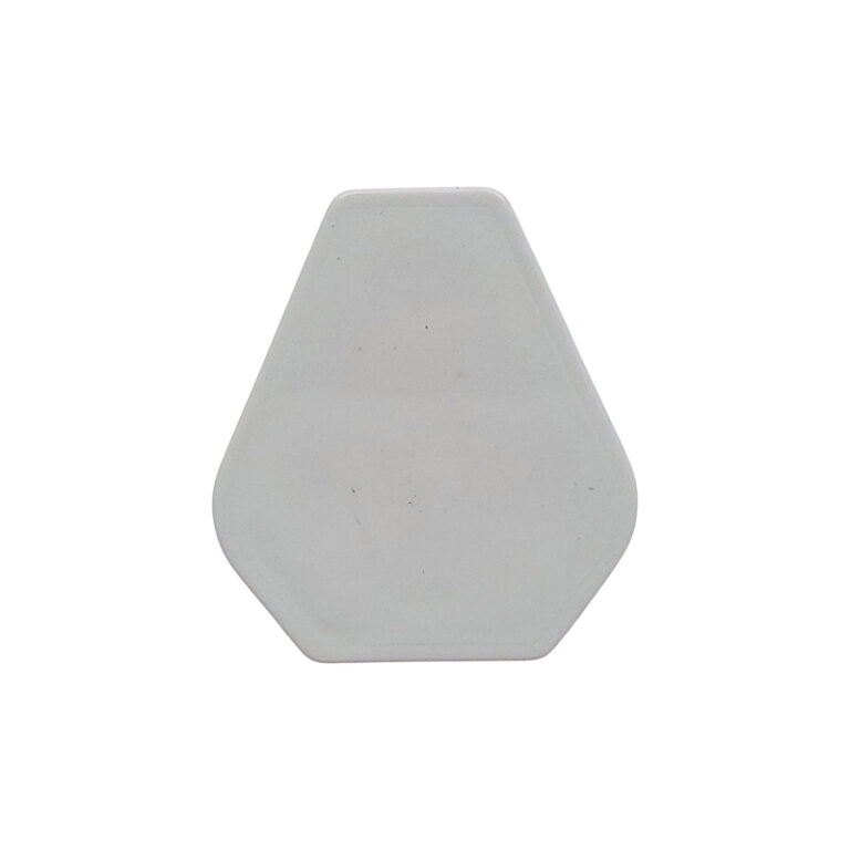 White hexagonal tile with rounded corners on a white background (tile sample)