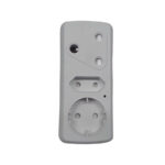 E11153-2 | Securadeal White Electrical Outlet Adapter with a Round European style Socket at the Bottom and a Two slottop Opening Above It