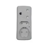 E11153-2 | Securadeal White Electrical Outlet Adapter with a Round European style Socket at the Bottom and a Two slottop Opening Above It