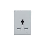 E11304-6 | Securadeal White Wall mounted Electrical Outlet Plate with Three Plug Slots two Horizontal One Vertical