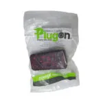 Small Resealable Plastic Bag Containing a Compact Purple red Electronic Device with a Green power to Keep Going Label on the Packaging Likely a Portable Battery or Charger