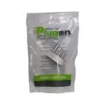 Clear Plastic Bag Showing a White Three pin Plug in Device with Green plugon Branding and the Slogan power to Keep Going on a Green Band