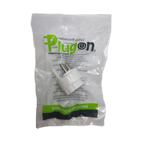 admin-ajax | Securadeal White Two prong Electrical Plug Adapter Inside a Clear Plastic Bag with Bold Green Branding and the Slogan power to Keep Going in Blackgreen Text