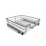 Pull out Wire Kitchen Basket on Metal Sliding Rails for Cabinet Storage