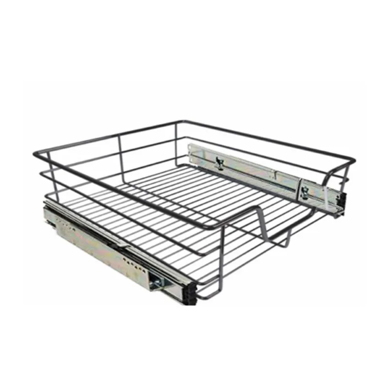 Pull out Wire Basket Organizer on Sliding Rails for a Cabinet or Drawer