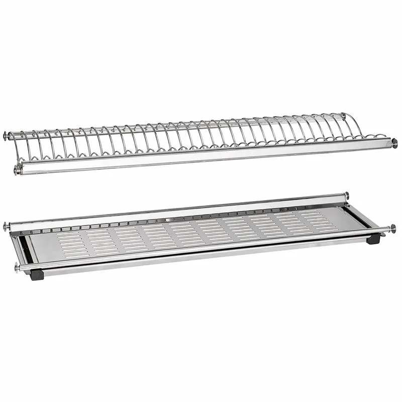 Stainless Steel Oven Rotisserie Spit with a Perforated Baking Tray Shown As a Two piece Roasting Rack Accessory