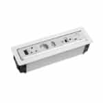 1 | Securadeal Recessed Electrical Module with Two Schuko Outlets a Switch Usb and Data Ports in a White Wall Plate Panel in wall Power Strip