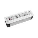 1 | Securadeal Recessed Electrical Module with Two Schuko Outlets a Switch Usb and Data Ports in a White Wall Plate Panel in wall Power Strip