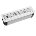 2 | Securadeal White Recessed Power Outlet Panel with Two Round European Sockets Usb Ports and a Switch combination Powerdata Module