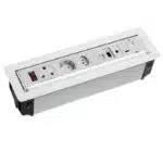 2 | Securadeal White Recessed Power Outlet Panel with Two Round European Sockets Usb Ports and a Switch combination Powerdata Module