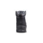 Holton Hiker Black Nubuck - 2 | Securadeal Rear View of a Black Ankle Boot with a Padded Gray Interior Collar Pull Tab and Visible Stitching on the Sides