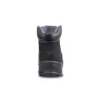 Holton Hiker Black Nubuck - 2 | Securadeal Rear View of a Black Ankle Boot with a Padded Gray Interior Collar Pull Tab and Visible Stitching on the Sides