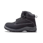 Holton Hiker Black Nubuck - 3 | Securadeal Black Hiking Boot with White Stitching Laces and a Rugged Lug Sole Shown in Side Profile