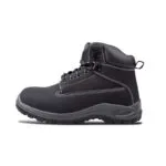 Holton Hiker Black Nubuck - 3 | Securadeal Black Hiking Boot with White Stitching Laces and a Rugged Lug Sole Shown in Side Profile