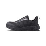 Sprinter 4 | Securadeal Side View of a Black Athletic Running Shoe with Gray Accents and a Pull Tab Shown on a White Background