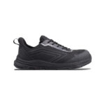 Sprinter 5 | Securadeal Side View of a Black Athletic Running Shoe with Mesh Upper and Thick Sole Profile Facing Right