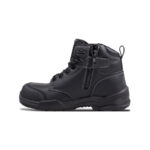 Voyager Black 3 | Securadeal Black Ankle Boot with Lace up Front and Side Zipper for Easy Onoff Rugged Sole for Traction