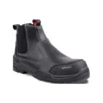 WR0065 - WR0072 - Wright-Onyx Black 1 | Securadeal Black Pull on Work Boot with Elastic Side Panels Rugged Tread Sole and White Stitching Details