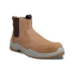 WR0073 - WR0080 - Wright-Onyx Tan 1 | Securadeal Tan Leather Ankle Boot with a Thick Gray Sole and Black Elastic Side Panel Designed for Rugged Wear