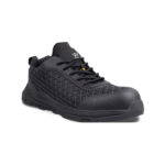 WR0137 - WR0144 - Wright-KPU Sneaker 1 | Securadeal Black Work Sneaker with Reinforced Toe and Rugged Sole Featuring a Geometric Lattice Upper and Black Laces