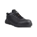 WR0137 - WR0144 - Wright-KPU Sneaker 1 | Securadeal Black Work Sneaker with Reinforced Toe and Rugged Sole Featuring a Geometric Lattice Upper and Black Laces