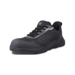 WR0145 - WR0152 - Sprinter 1 | Securadeal Black Low cut Athletic Sneaker with a Textured Mesh Upper and Gray Accents Viewed from a Slight Angle