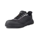 WR0145 - WR0152 - Sprinter 1 | Securadeal Black Low cut Athletic Sneaker with a Textured Mesh Upper and Gray Accents Viewed from a Slight Angle