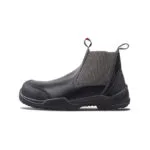 Wright-Dealer Chelsea 2 | Securadeal Black Safetywork Boot in Side Profile with Elastic Panel and Pull Tabs Rugged Sole Visible