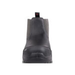 Wright-Dealer Chelsea 6 | Securadeal Back View of a Black Ankle Boot with Knit Elastic Side Panels and a Pull Tab at the Heel