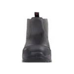 Wright-Dealer Chelsea 6 | Securadeal Back View of a Black Ankle Boot with Knit Elastic Side Panels and a Pull Tab at the Heel