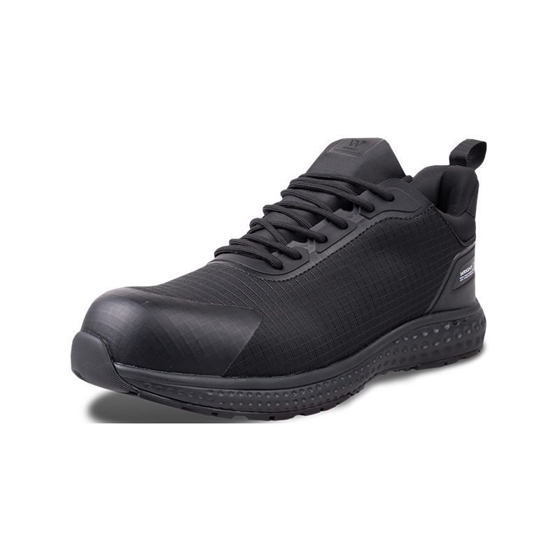 Wright-Glide Sneaker 2 | Securadeal Black Athletic Sneaker with Lace up Closure Textured Upper and Thick Dotted Sole Accentsa Sleek Training Shoe Option