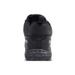 Wright-Glide Sneaker 5 | Securadeal Back View of a Black Athletic Shoe with a Textured Bubble dotted Outsole and Pull Tab at the Heel Edge