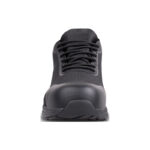 Wright-Glide Sneaker 6 | Securadeal Front View of a Black Athletic Sneaker with Laces Showcasing Its Rounded Toe and Textured Outsole