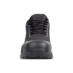 Wright-Glide Sneaker 6 | Securadeal Front View of a Black Athletic Sneaker with Laces Showcasing Its Rounded Toe and Textured Outsole