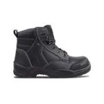 Wright-Hammer-Metaguard 2 | Securadeal Black Rugged Ankle Boot with Padded Collar Thick Tread Sole and Contrast Stitching on a White Background